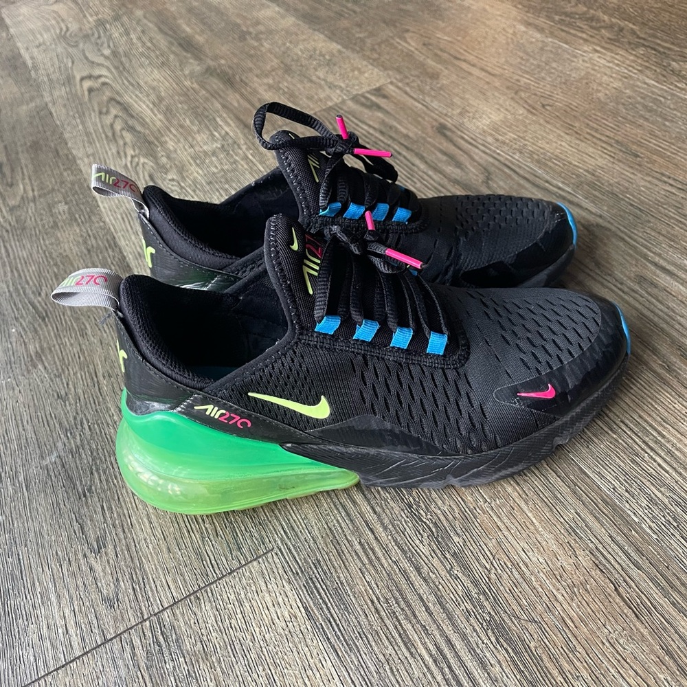 Nike Air Max 270 Black Sneakers with Neon Highlights